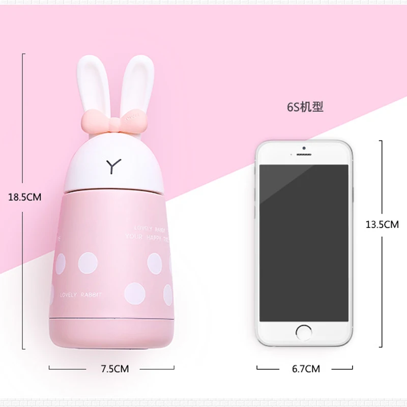 Милая мультяшная изоляционная чашка цели с кроликом из нержавеющей стали для