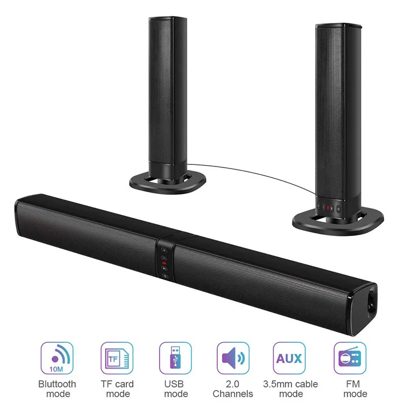 Разделяемый Bluetooth динамик, система объемного звучания, Саундбар с сабвуфером, проводной и беспроводной домашний кинотеатр спикер s для ТВ ПК