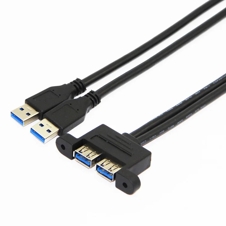 Bochara двойной USB 3,0 папа-двойной USB 3,0 Женский USB 3,0 кабель-удлинитель с винтовым креплением на панель экранированный 30 см 50 см 1 м 1,5 м