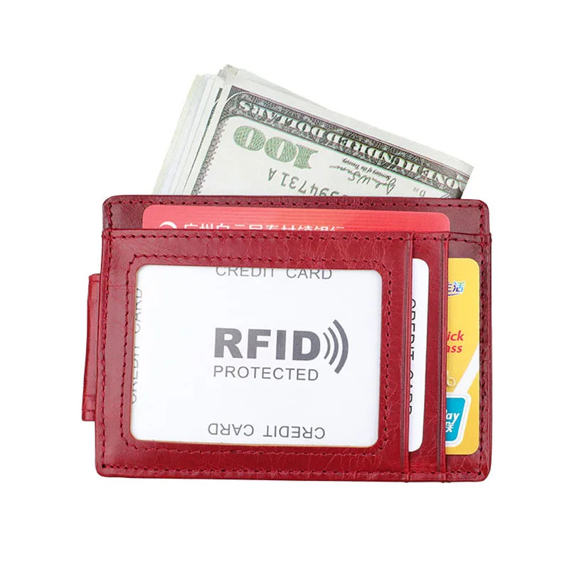 Держатель для карт из натуральной кожи RFID мужской и женский кошелек банковских