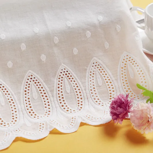 Кружевной воротник из хлопка с цветочной вышивкой 27 см|Кружево| |