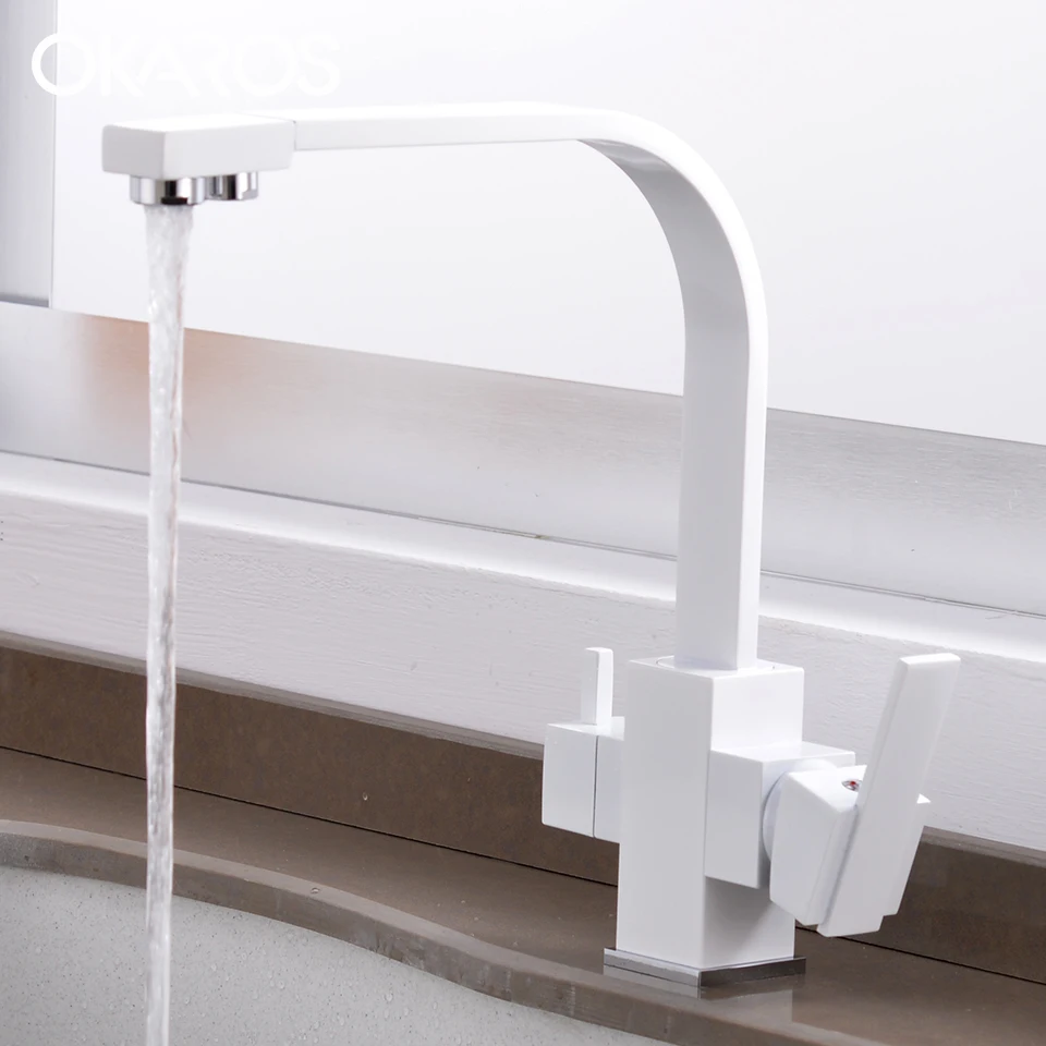 Черный фильтр OKAROS смеситель для кухни латунь два отверстия квадратный кухонный