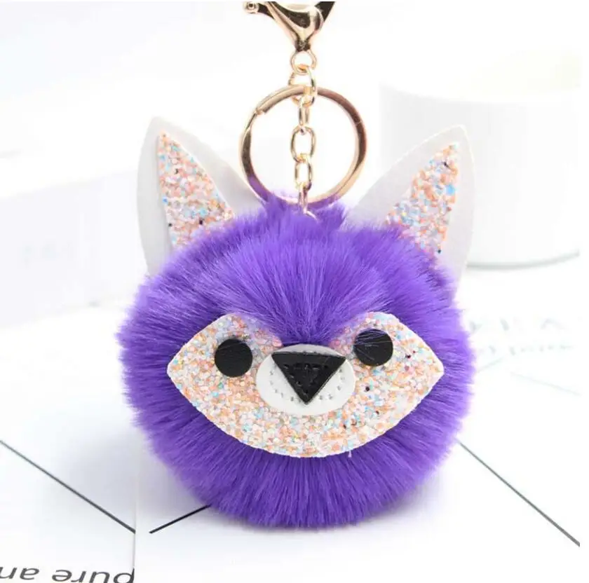 Новинка 2018 года маленькая лиса порте clef для женщин пушистый брелок помпон llavero