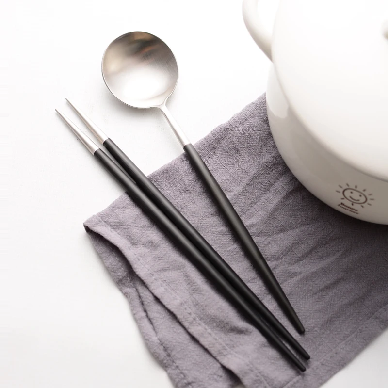 Золотые корейские столовые палочки Hashi из нержавеющей стали набор ложек с