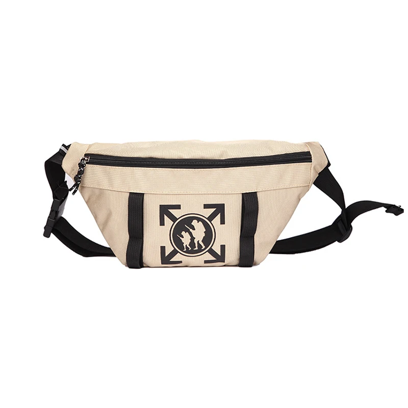 Beige Waist bag Мужская поясная сумка унисекс, холщовая нагрудная сумка с буквенным принтом, школьная поясная сумка, Уличная Хип-Хоп сумка на плечо, парные дорожные поясные сумки 85 - Цвет: Beige Waist bag