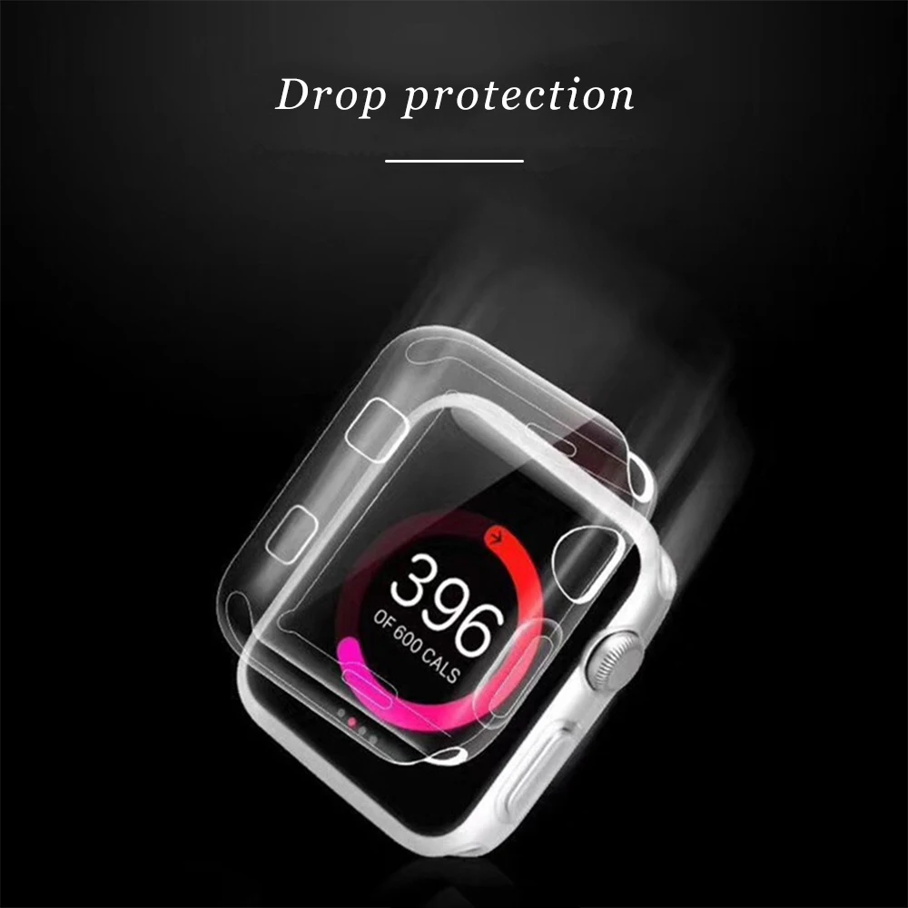 Силиконовый чехол из ТПУ, прозрачный, мягкий чехол для часов Apple Watch Series 4 1 2 3 42 мм/38 мм/44 мм/40 мм противоударный чехол для iWatch 1 2 3 4