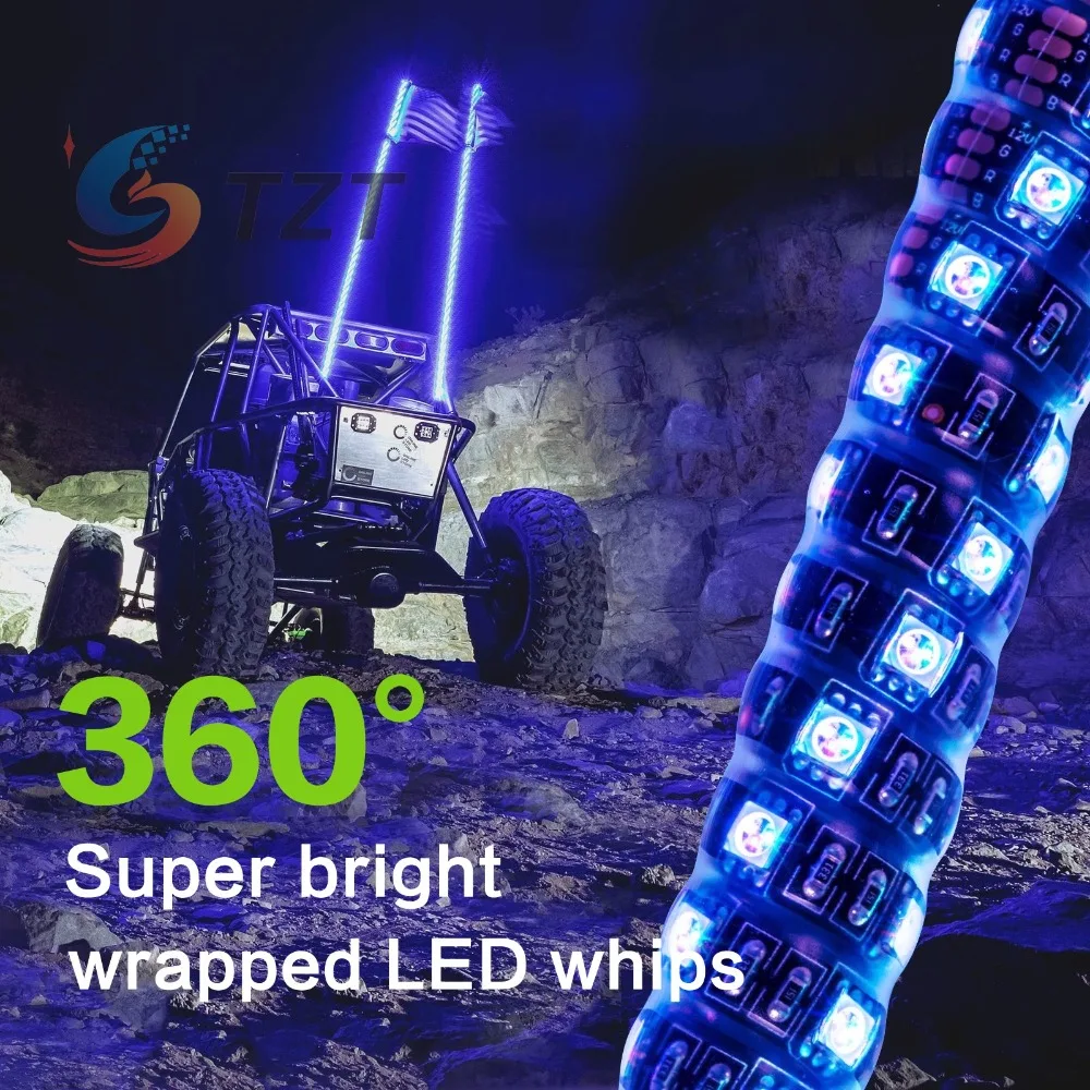 2018 1PC 4FT/1.2M RGB LED Whip 360degree Spiral+Quick Release Base Remote Control for ATV/UTV | Игрушки и хобби