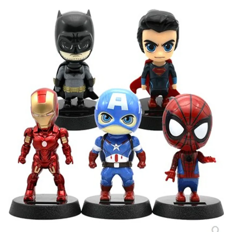 Милые солнечные танцевальные фигурки Marvel, Бэтмен, тройник, цельный качающийся танцор, солнечные игрушки, Железный человек, украшение автомобиля, подарок