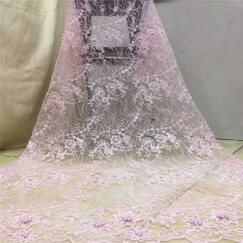 

French tulle lace fabric bridal wedding dress with beads applique lace fabric african lace fabric for wedding dress x15-4