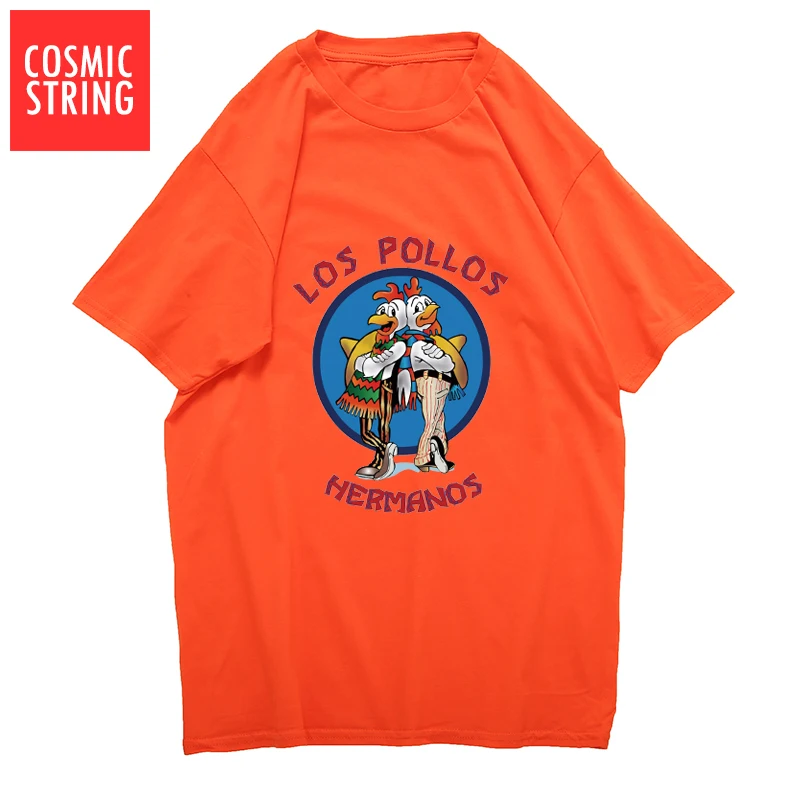 BLO0111AT-OR COSMIC STRING/Мужская модная футболка с надписью «Breaking Bad», LOS POLLOS Hermanos, футболка с короткими рукавами с изображением братьев куриц, хипстерские Топы - Цвет: BLO0111AT-OR