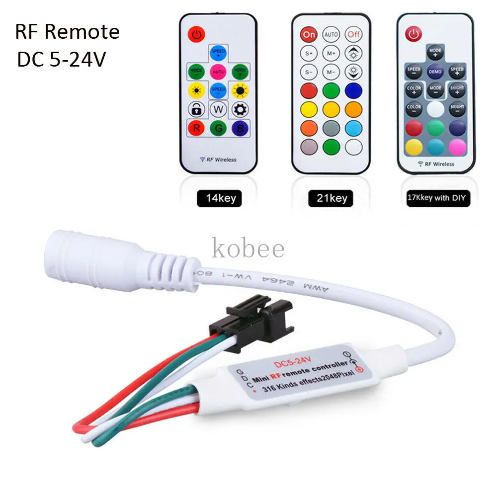 mini 3key RF 14key 21key little led pixel strip light controller for WS2811 SK6812 WS2812B 6803 1903 with remote | Лампы и освещение