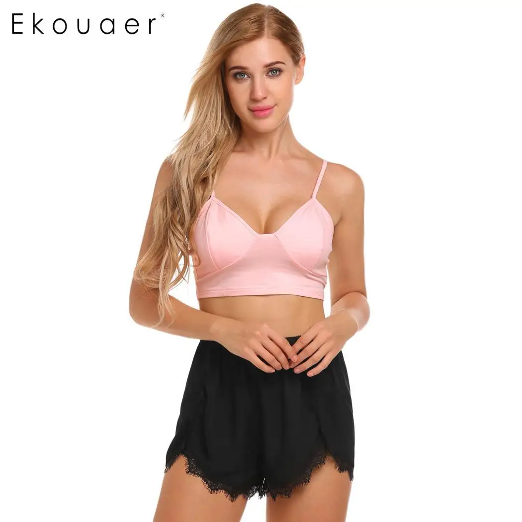 Женский пижамный комплект Ekouaer с коротким топом на бретельках и шортами домашняя