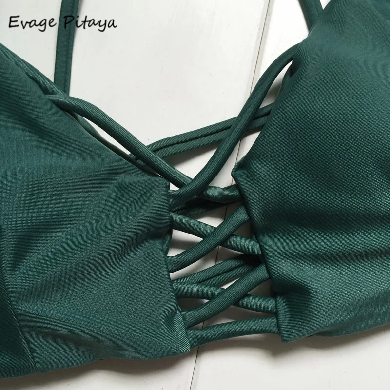 Высокое качество Зеленый Вырезать пикантные женские бикини купальники женщин 2017