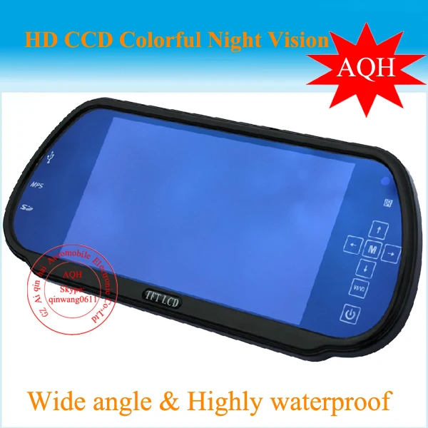 Водонепроницаемая камера заднего вида 7 дюймовое зеркало с 2 входами для видео USB