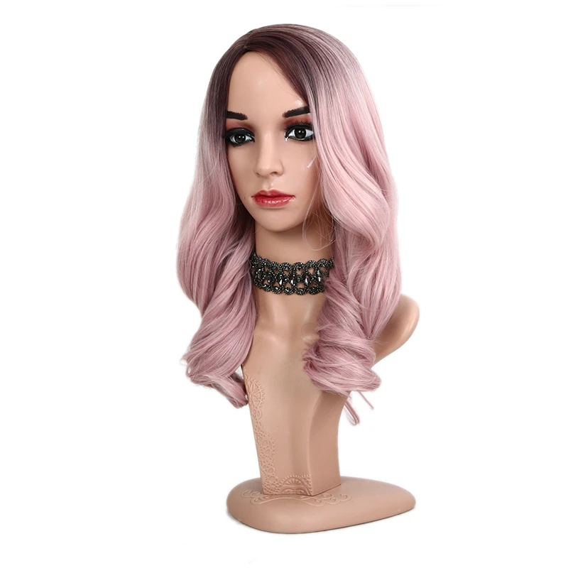 MSI Wigs 20 дюймов Длинные Ombre розовый парик для женщин два тона пепельный розовый Волнистые парики термостойкие синтетические волосы