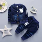 Комплект одежды для мальчиков BibiCola, джинсовая куртка и штаны, спортивный костюм из двух предметов для маленьких мальчиков, весна-осень