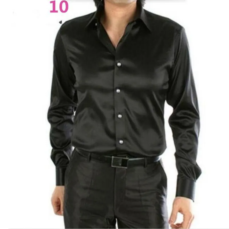 Мужская рубашка под заказ повседневные Костюмы шелковые атласные рубашки с