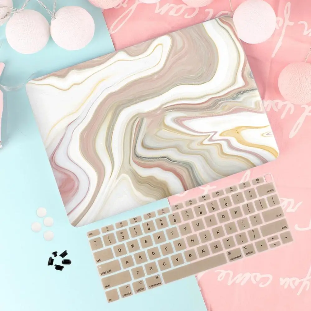 Модный Твердый чехол с мраморным принтом+ Пылезащитная заглушка для Apple MacBook Pro retina 12 13 15 Touch Bar& Air 13 - Цвет: 002
