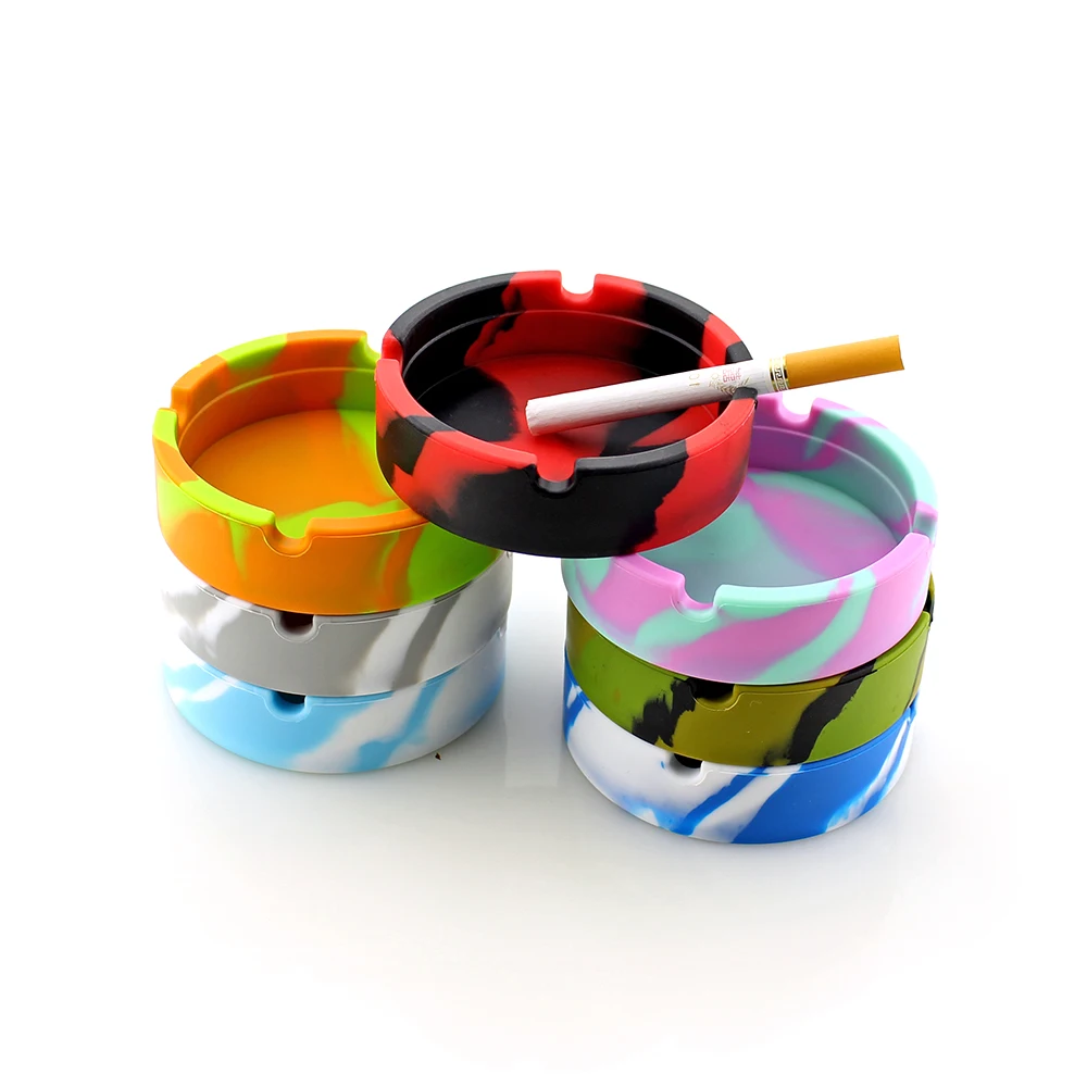 Round Silicone Ashtray Home Portable Outdoor Ash Tray Anti-scalding Cigarette Holder Eco-Friendly Smoking Accessorie |