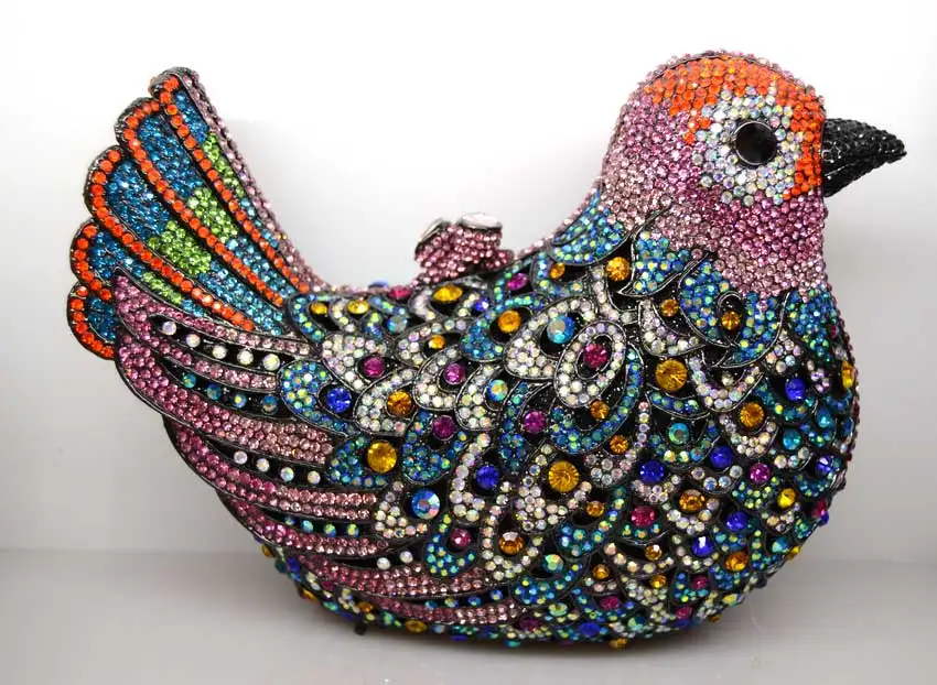 D Evening Bag Роскошная вечерняя сумочка ручной работы с кристаллами и бриллиантами, стразы, животные, птица, вечерняя сумочка-клатч для женщин, вечерние сумочки, свадебные сумочки - Цвет: D Evening Bag