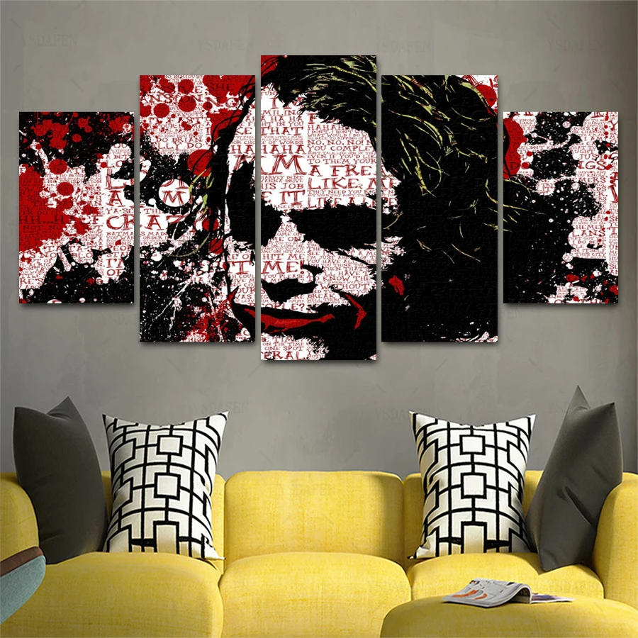 Прямая поставка HD 5 панелей искусство на холсте JK joker word Art 16 картина домашний