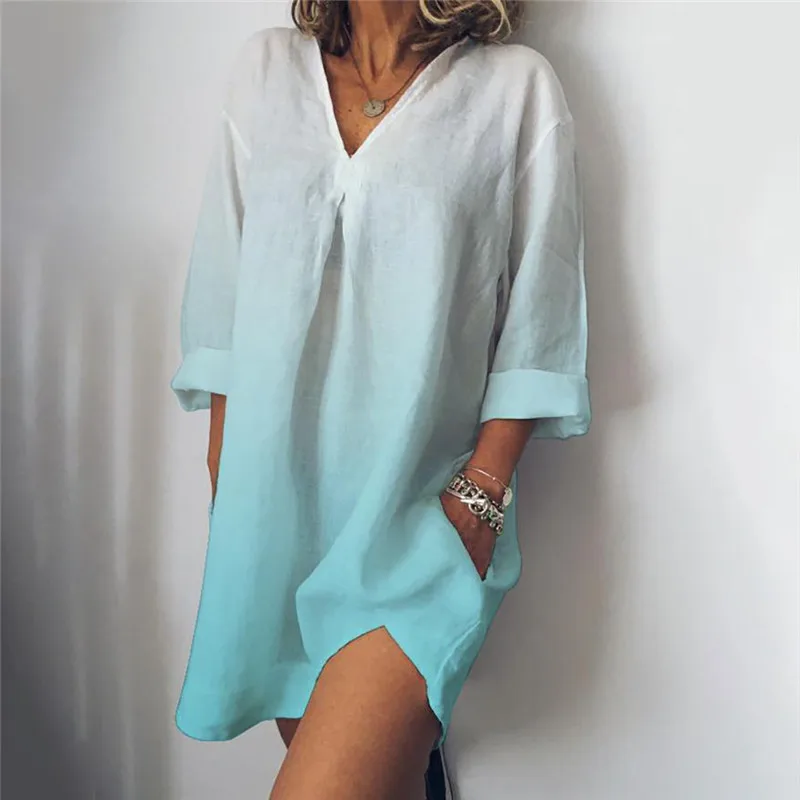 Женское платье с коротким рукавом Knowing me 3XL Летнее мини из хлопка и льна