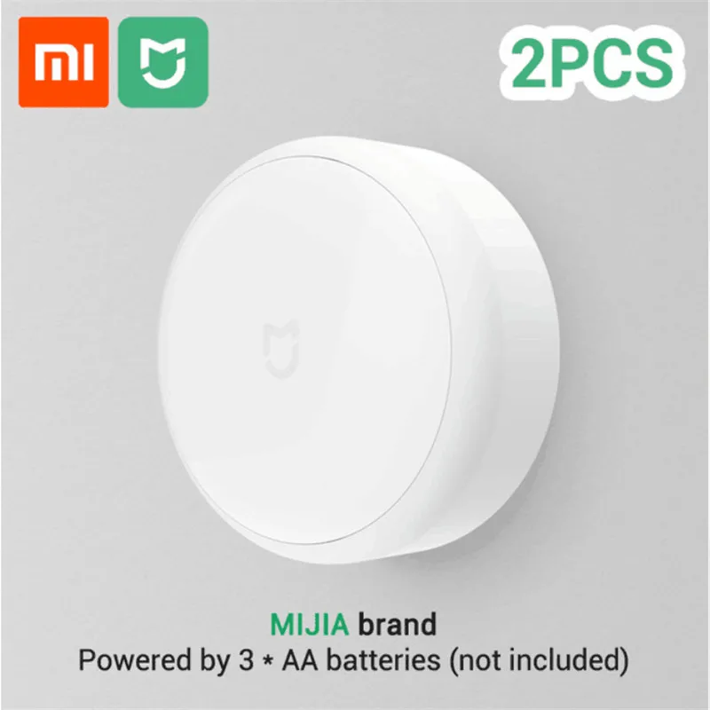 2PCS Xiaomi светодиодный Ночной светильник в коридоре датчик движения тела для Xiaomi инфракрасный пульт дистанционного управления ночной Светильник умный дом Ночная лампа - Испускаемый цвет: 2PCS