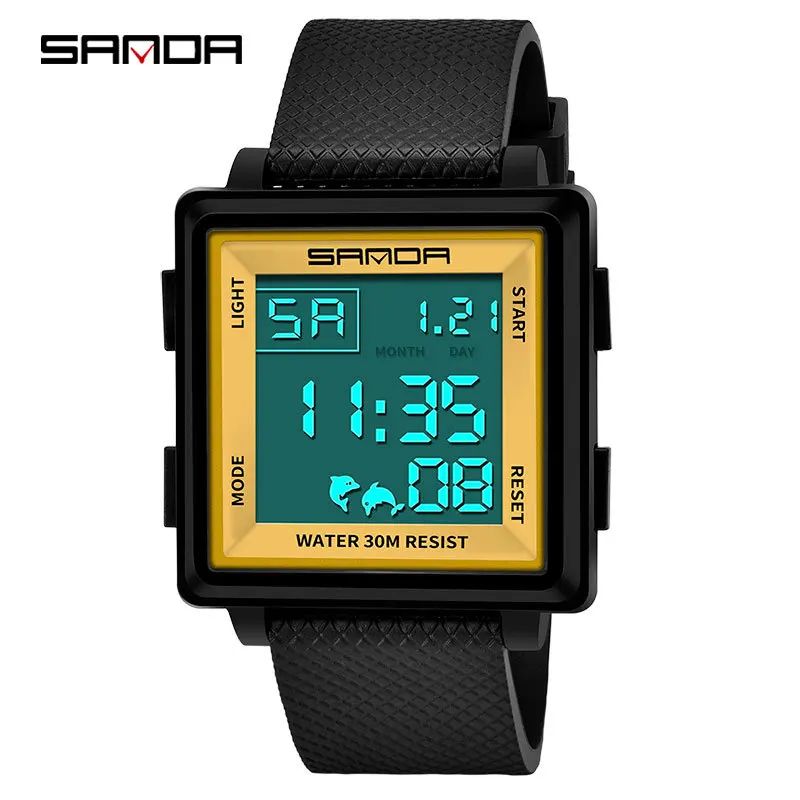 Мужские квадратные часы для студентов средней школы электронные мужские