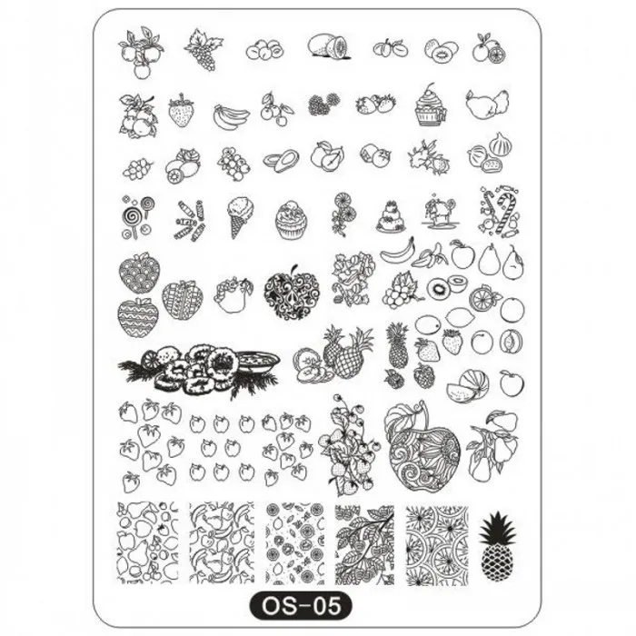 5 1Pc OS Series Big Stamping Plates 10*14cm Rectangle Plates Animal/ Fruits/ Cartoon Image Stamp Templates Plates Stencil Tool OS5 - Цвет: 5
