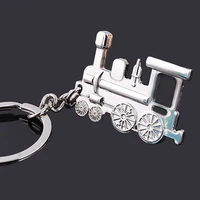 12 pieceslot cartoon steam train keychain punk rock automotive key ring zinc alloy key holder for baby shower favors souvenir