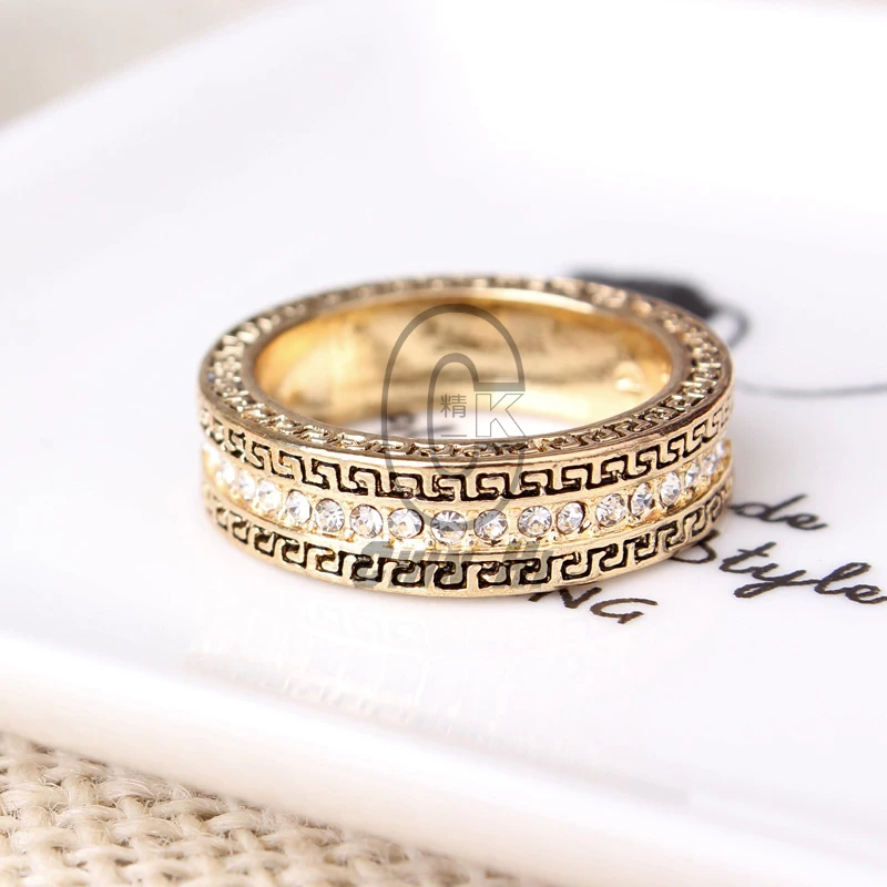 18 k gold inlaid double crystal shape rose and white women's ring belt JZ1348 | Украшения и аксессуары