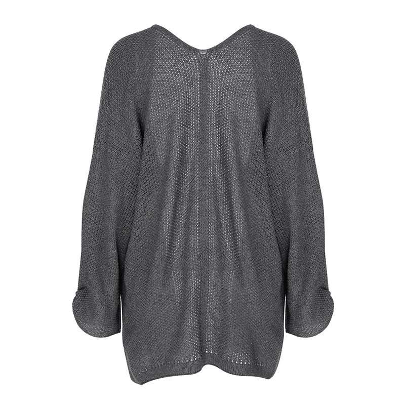 Для женщин Kinitted кардиганы свитер Цвет с круглым вырезом повседневная одежда