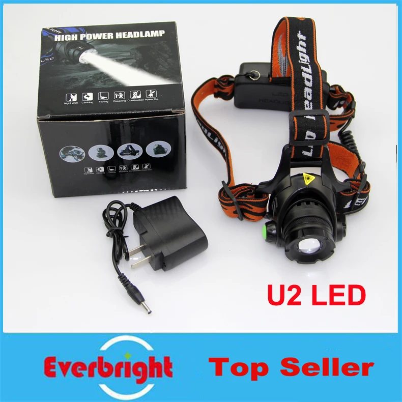 

30/ Hiking Camping Headlamp Bicycle light CREE U2 LED 3 Mode Waterproof cap light Zoomable headlight + 2x18650 battery + Charger