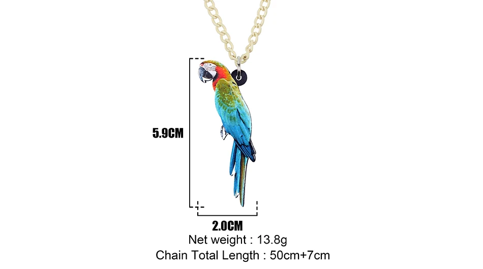 Bonsny, акриловое, Тропическое, Macaws, попугай, птица, ожерелье, подвеска, цепочка, чокер, модное, джунгли, животное, ювелирное изделие для женщин, девочек, аксессуары