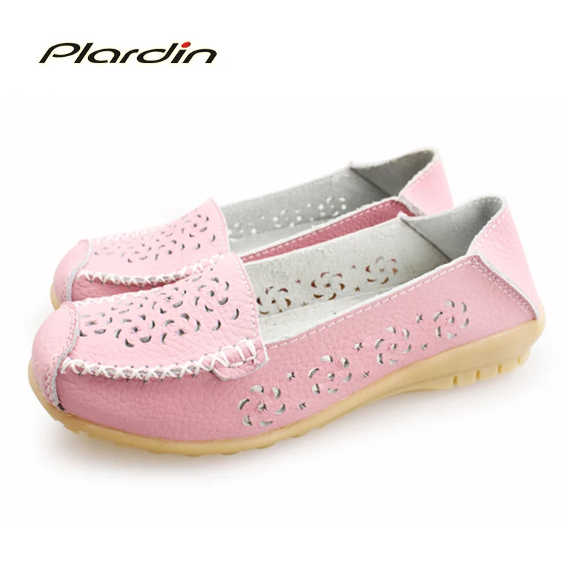 Plardin/Новинка туфли из натуральной кожи с круглым носком женская обувь на плоской