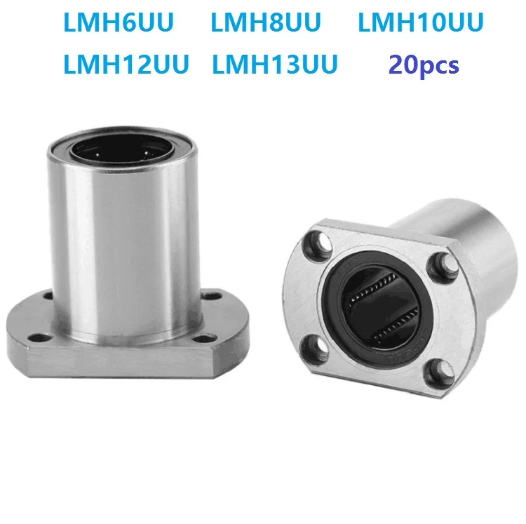 20 шт./лот LMH6UU LMH8UU LMH10UU LMH12UU LMH13UU Овальный Фланцевый Тип Линейный шарикоподшипник