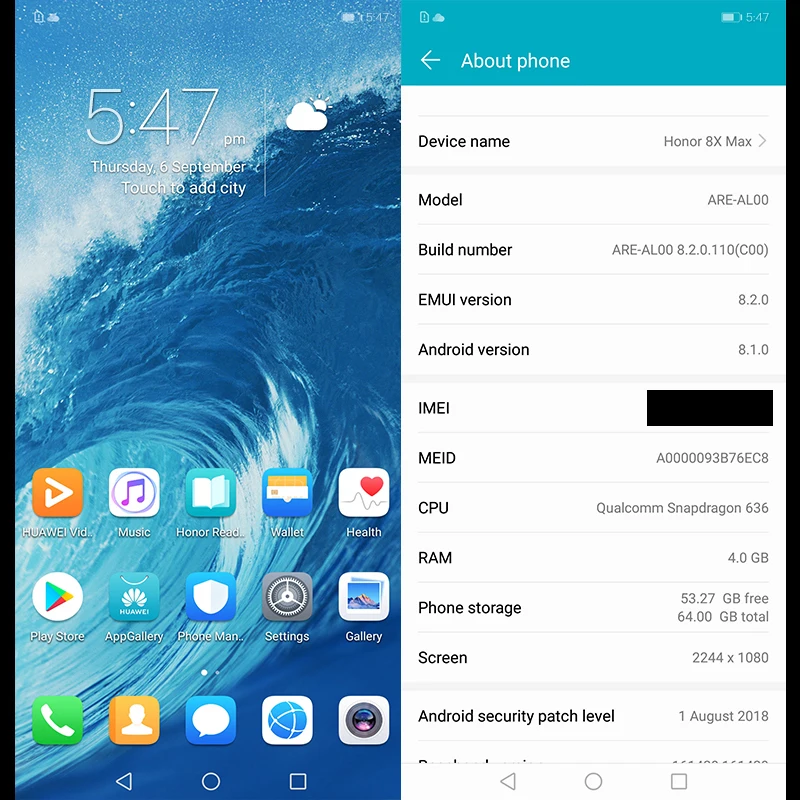 HONOR 8X Max 6G globalrom 5000 mAh 7,1" FHD дисплей Snapdragon 636/660 Android 8,1 отпечатков пальцев OTG Смартфон