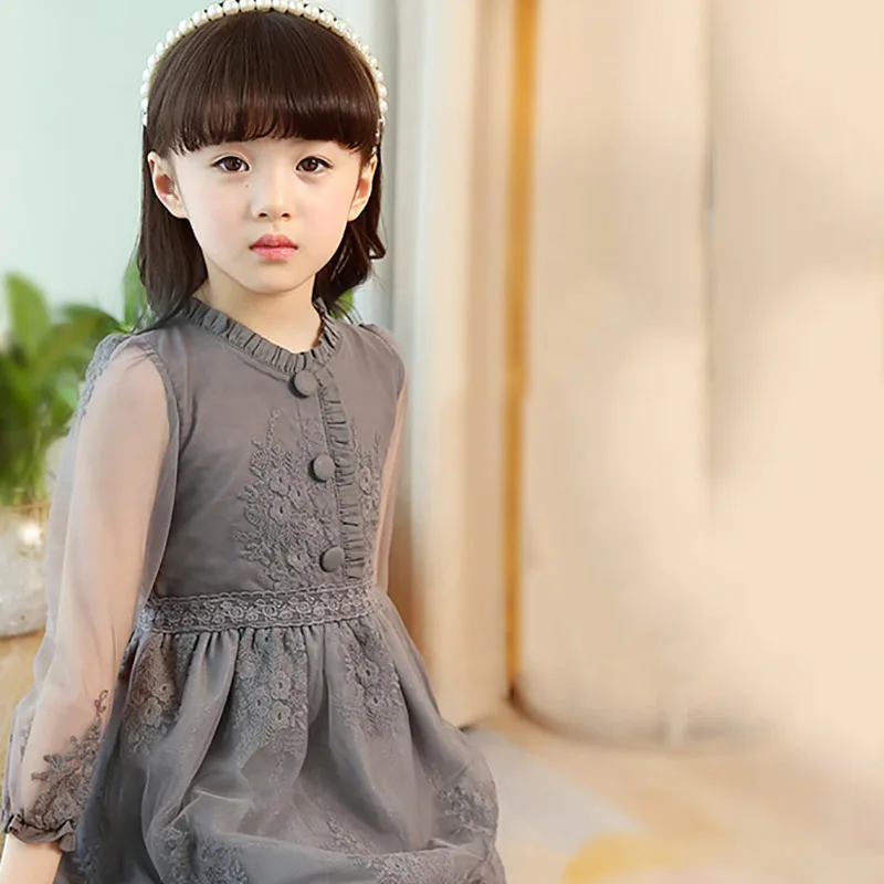 Красивое кружевное платье принцессы для девочек на весну 2020 хлопковое красное