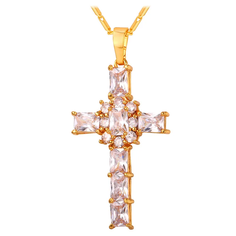 Gold Plated Clear Ожерелье с кулоном в виде кристалла звездного лорда, кубический цирконий для женщин, религиозное ювелирное изделие, подарок, прозрачное/розовое ожерелье,, P249 - Окраска металла: Gold Plated Clear