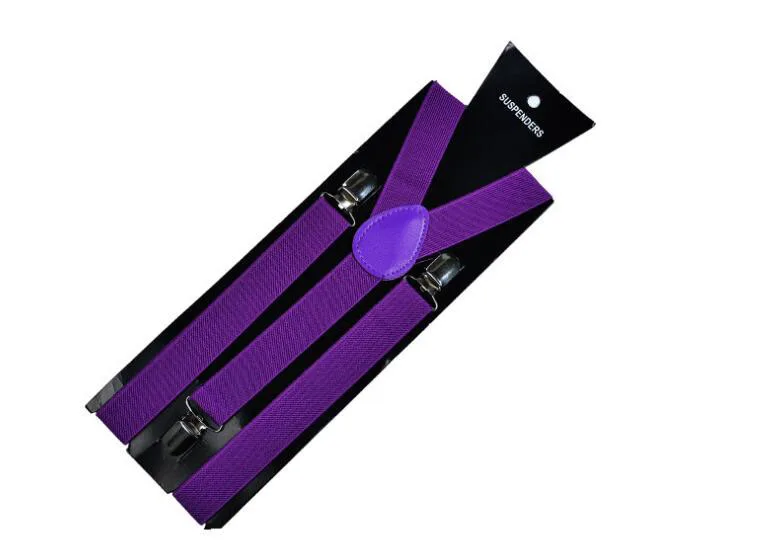 purple 20 цветов эластичные кожаные подтяжки мужские 3 зажимы подтяжек винтажные мужские s женские подтяжки для брюк Свадебные подтяжки для юбки - Цвет: purple