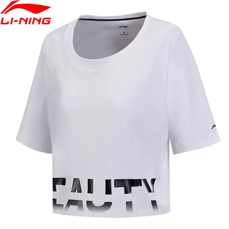 Женская футболка для тренировок Li-Ning свободная дышащая Спортивная из 68% хлопка 32%