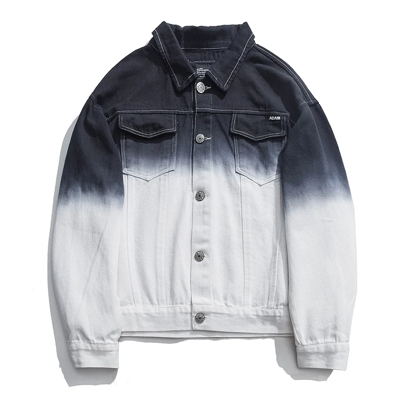 

2019 New Casual Slim Denim Jacket For Men Black White Jeans Jacket