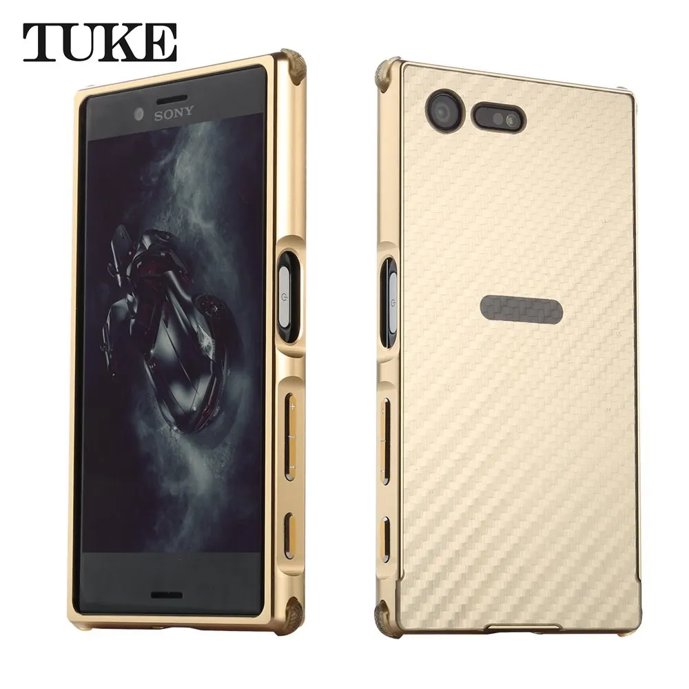 Чехол TUKE для sony XZ Premium, металлическая рамка для sony xperia XZ Premium G8142 G8141, Жесткий Чехол из волокна для sony E xperia XZ Premium - Цвет: Золотой