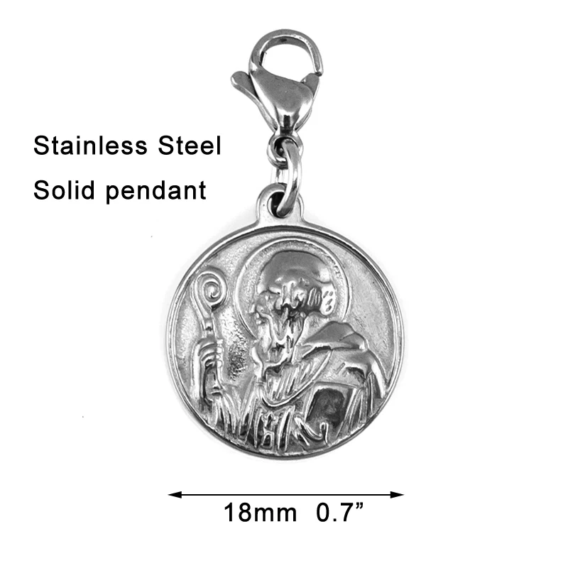 Wholesale 10pcs Cross Sentia Charms The Saint Benedict Medal Pendants Stainless Steel Juan Diego Tag with Lobster Clasp | Украшения и