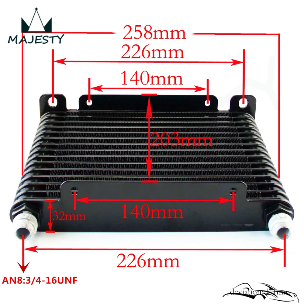 8-AN-32MM-15-ROW-ENGINE-TRANSMISSION-RACING-COATED-ALUMINUM-OIL-COOLER-Fittings |