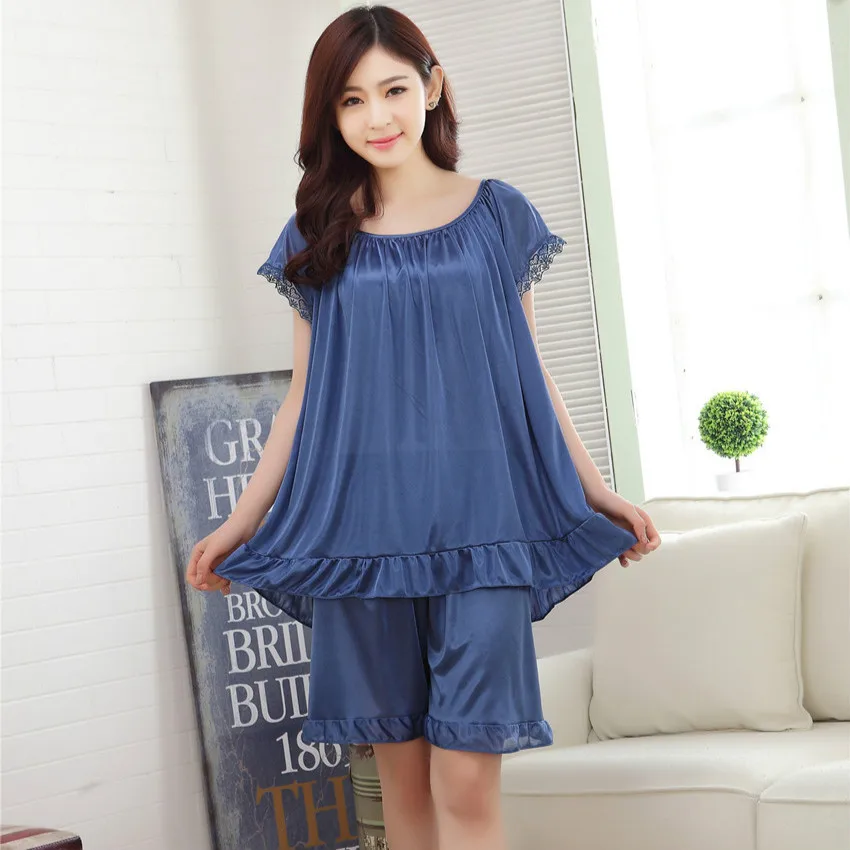 Пикантные шелковые атласные Ночные Рубашки 4XL летняя новая женская пижама из