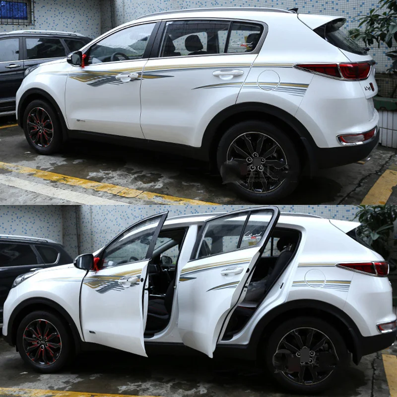 Для Kia Sportage 2016 2017 Автомобильная дверь поясной ремень линии наклейки и