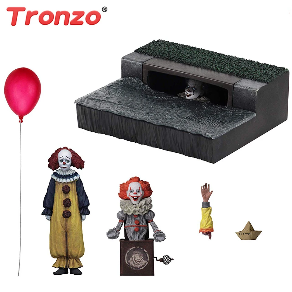 Экшн фигурка Tronzo NECA IT 2017 Deluxe набор аксессуаров из фильма ужасы Pennywise ПВХ модель