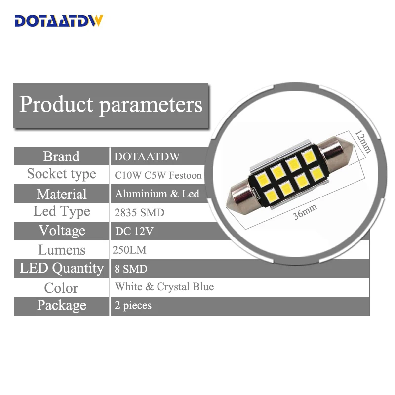 2x LED CANbus Dome Festoon 2835 без ошибок номерной знак лампочки для AUDI A4 A2 A3 8L 8P B5 B6 A6 4B A8 D2 TT Q7