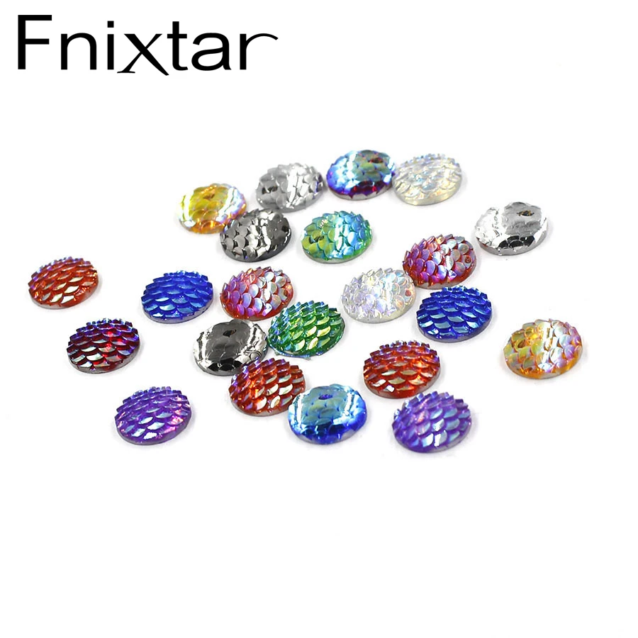 Fnixtar AB цвета рыбья чешуя стиль плоская задняя крышка Кабошоны Купол украшение